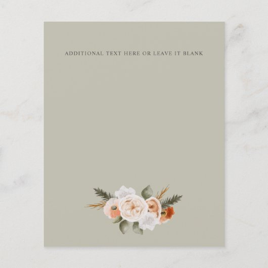 Papier Budget Chic Orange Ivory Sage vert Mariage floral (Dos)