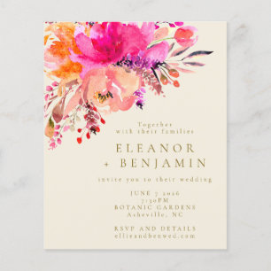 Papier Budget Chic Rose Aquarelle Floral Wedding Invitati