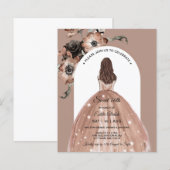 Papier Budget Chic rose Floral Sweet 16th Arch Invitation (Devant / Derrière)