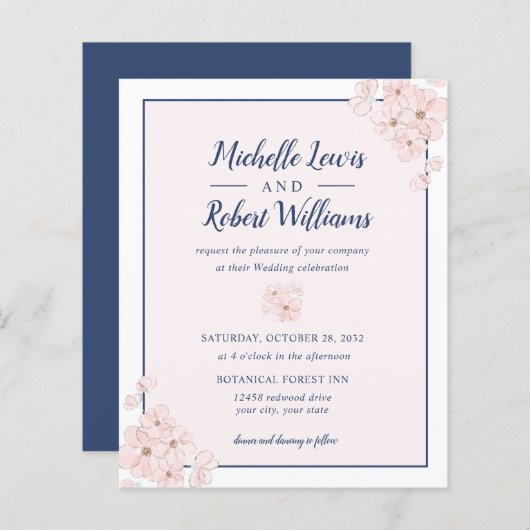Papier BUDGET Chic rose Parties scintillant Marine Blue F (Devant / Derrière)
