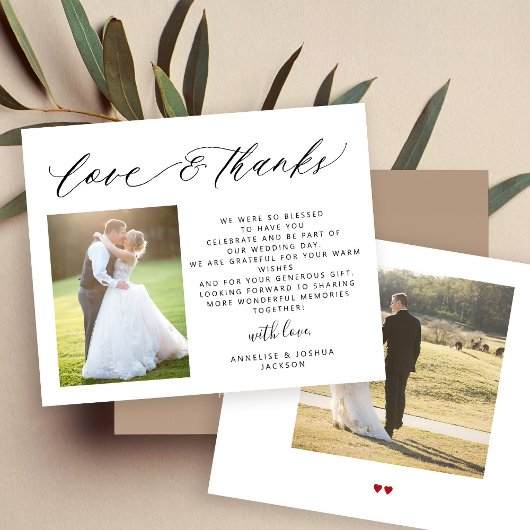 Papier Budget chic script 2 photos mariage amour merci