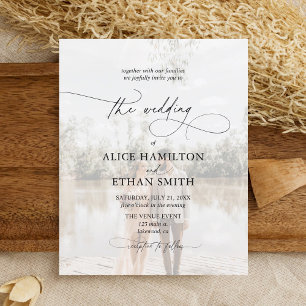 Papier Budget Chic Script Faire-part de mariage photo