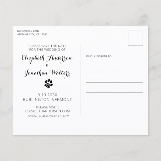 Papier Budget Chien Photo Mariage Enregistrer La Date Car (Dos)