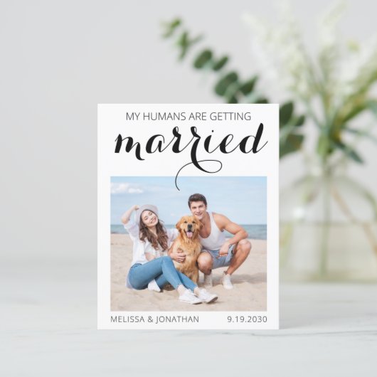 Papier Budget Chien Photo Mariage Enregistrer La Date Inv (Debout devant)