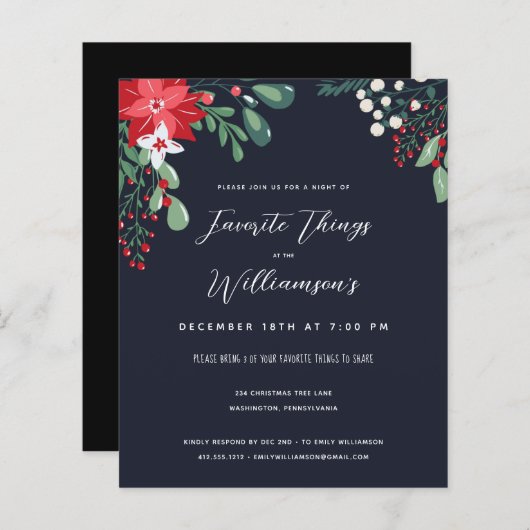 Papier Budget Chose préférée Noël Fête Invitation (Devant / Derrière)