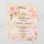 Papier Budget Christening blush papillon pampas herbe (Devant / Derrière)