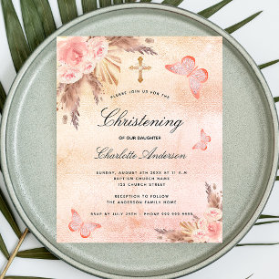 Papier Budget christening blush papillon pampas herbe