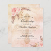 Papier Budget Christening blush rose pampas herbe croix (Devant / Derrière)