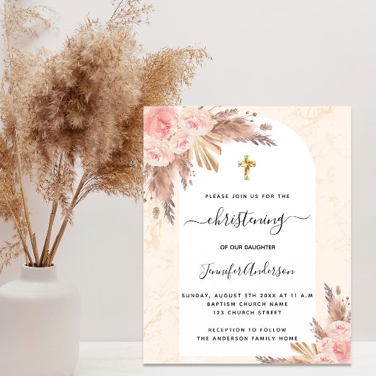 Papier Budget Christening pampas herbe rose marbre roux