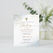 Papier Budget Christian Blue Gold Cross Garçon Christenin (Debout devant)
