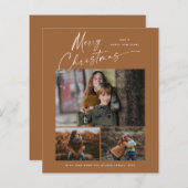 Papier Budget Christmas Script 3 Photo Christmas Card (Devant / Derrière)