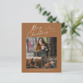 Papier Budget Christmas Script 3 Photo Christmas Card (Debout devant)