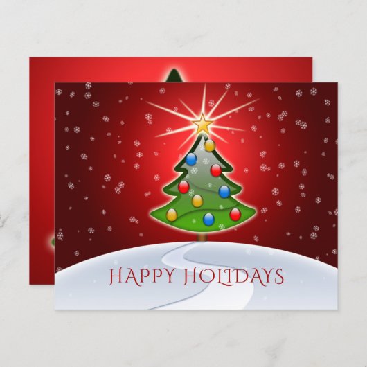 Papier Budget Christmas Tree Red Business Holiday Card (Devant / Derrière)