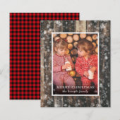 Papier Budget Christmas Wood Photo Holiday Card (Devant / Derrière)