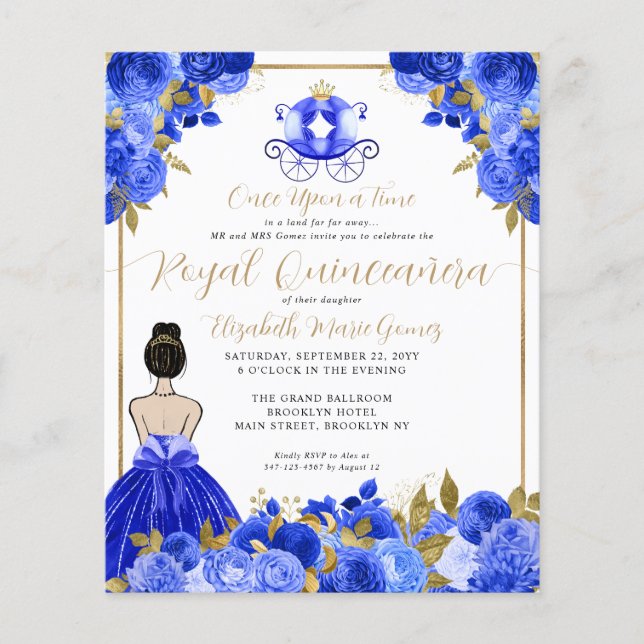 Papier Budget Cinderella Royal Blue Princesse Quinceanera (Devant)