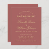 Papier Budget Cinnamon Rose Simple Fiançailles Invitation (Devant / Derrière)