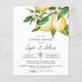 Papier Budget Citron vert Couples douche Invitation (Devant)