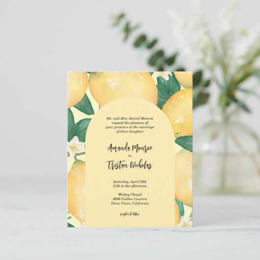 Papier Budget Citrons Mariage tous en un Invitations (Debout devant)