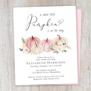 Papier Budget Citrouille Floral Baby Girl Douche Invitati
