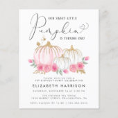 Papier Budget Citrouille rose florale fille 1er anniversa (Devant)