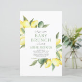 Papier Budget Citrus citron moderne Baby Brunch Invitatio (Debout devant)