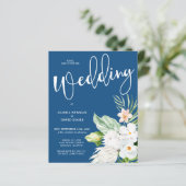 Papier Budget Classic Blue Floral Faire-part de mariage (Debout devant)