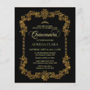 Papier Budget Classic Elegant Black Gold Quinceanera