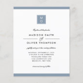 Papier BUDGET Classic Élégant Dusty Blue Monogram Mariage (Devant)