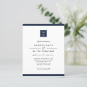 Papier BUDGET Classic Élégant Mariage de Monogramme Bleu (Debout devant)