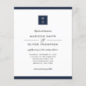 Papier BUDGET Classic Élégant Mariage de Monogramme Bleu (Devant)