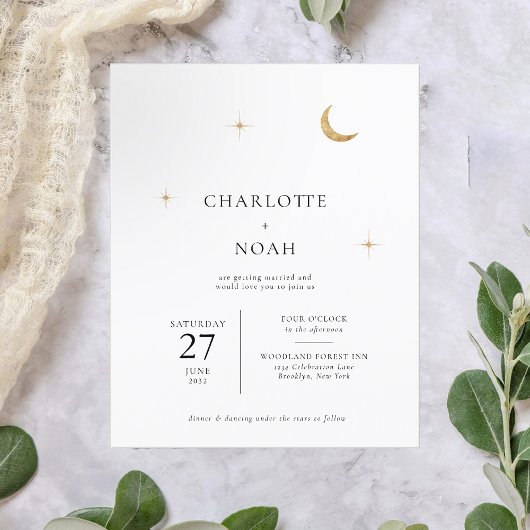 Papier BUDGET Classic Lune d'or céleste étoiles Mariage