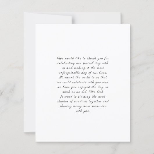 Papier Budget Classic Script Wedding Photo Thank You Card (Dos)