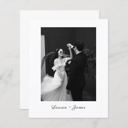 Papier Budget Classic Script Wedding Photo Thank You Card (Devant / Derrière)