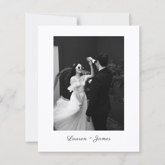 Papier Budget Classic Script Wedding Photo Thank You Card (Devant)
