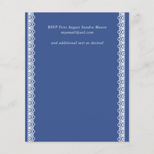 Papier Budget Classique Bleu Blanc dentelle Invitations d (Dos)