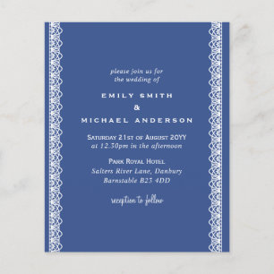 Papier Budget Classique Bleu Blanc dentelle Invitations d