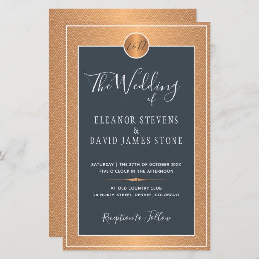 Papier Budget classique deco marine faire-part de mariage (Devant / Derrière)