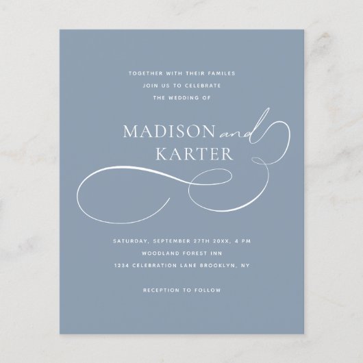 Papier BUDGET Classique Dusty Bleu Infinité Et Mariage (Devant)