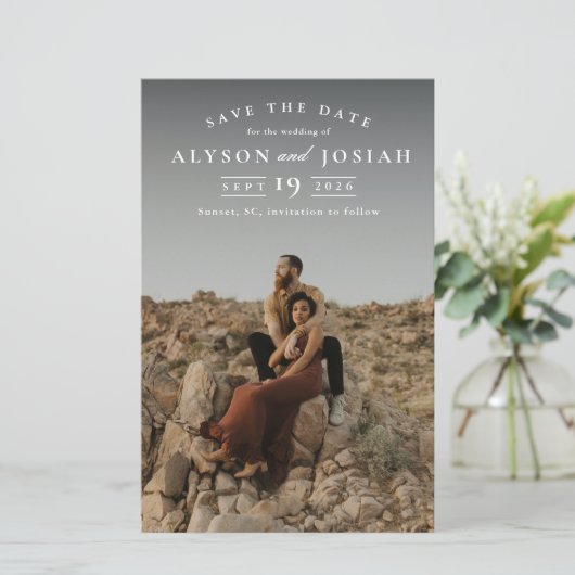 Papier Budget Classique Mariage Photo Enregistrer La Date (Debout devant)