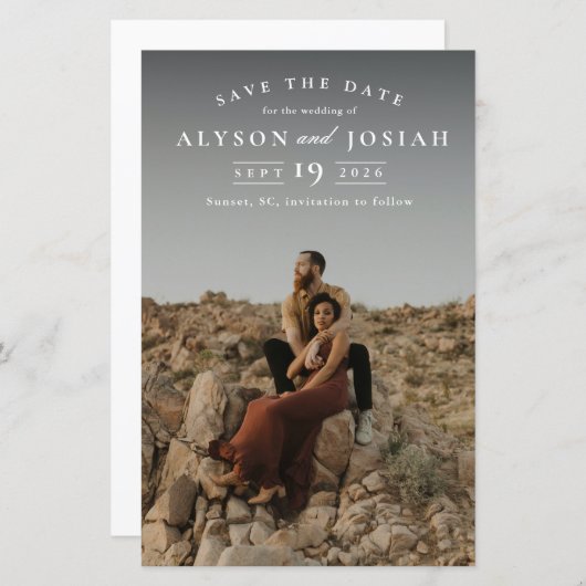 Papier Budget Classique Mariage Photo Enregistrer La Date (Devant / Derrière)