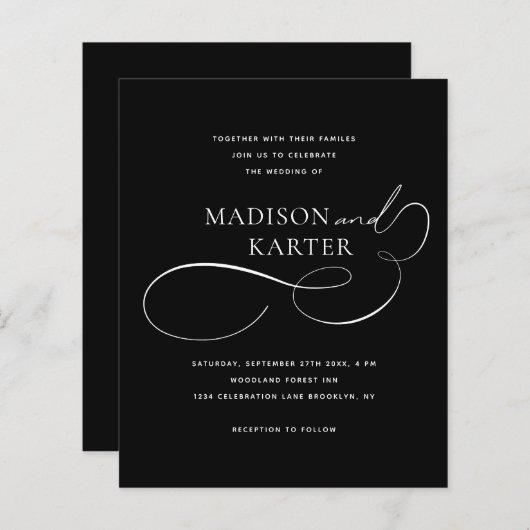 Papier BUDGET Classique Noir Blanc Infinité Et Mariage (Devant / Derrière)