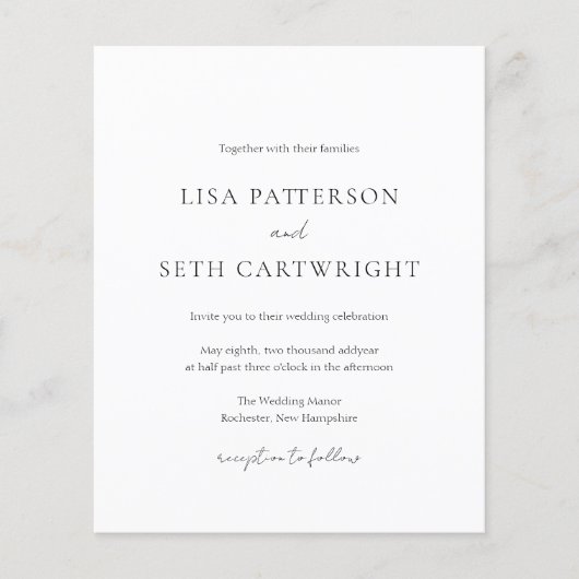 Papier Budget Classique Tout en un Faire-part de mariage (Devant)