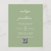 Papier BUDGET Classique Vert Sauge Code QR Photo Mariage (Devant)