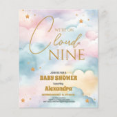 Papier Budget Cloud 9 Gold Stars Baby shower Aquarelle (Devant)
