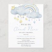 Papier Budget Cloud Neuf Baby Boy Baby shower Invitation (Devant)
