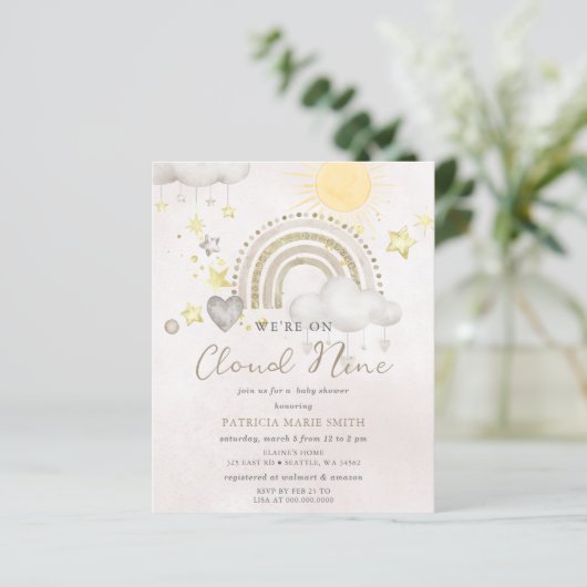 Papier Budget Cloud Nine Boho Baby Shower Invitation (Debout devant)