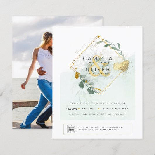 Papier BUDGET CODE DE PHOTOGRAPHIE Faire-part de mariage  (Devant / Derrière)