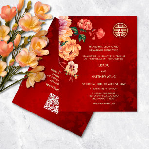 Papier BUDGET Code QR Mariage chinois Peony