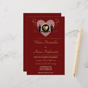 Papier Budget Coeur Bourgogne LGBTQ Faire-part de mariage