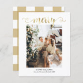 Papier BUDGET Coeur or Joyeux script photo Noël (Devant / Derrière)